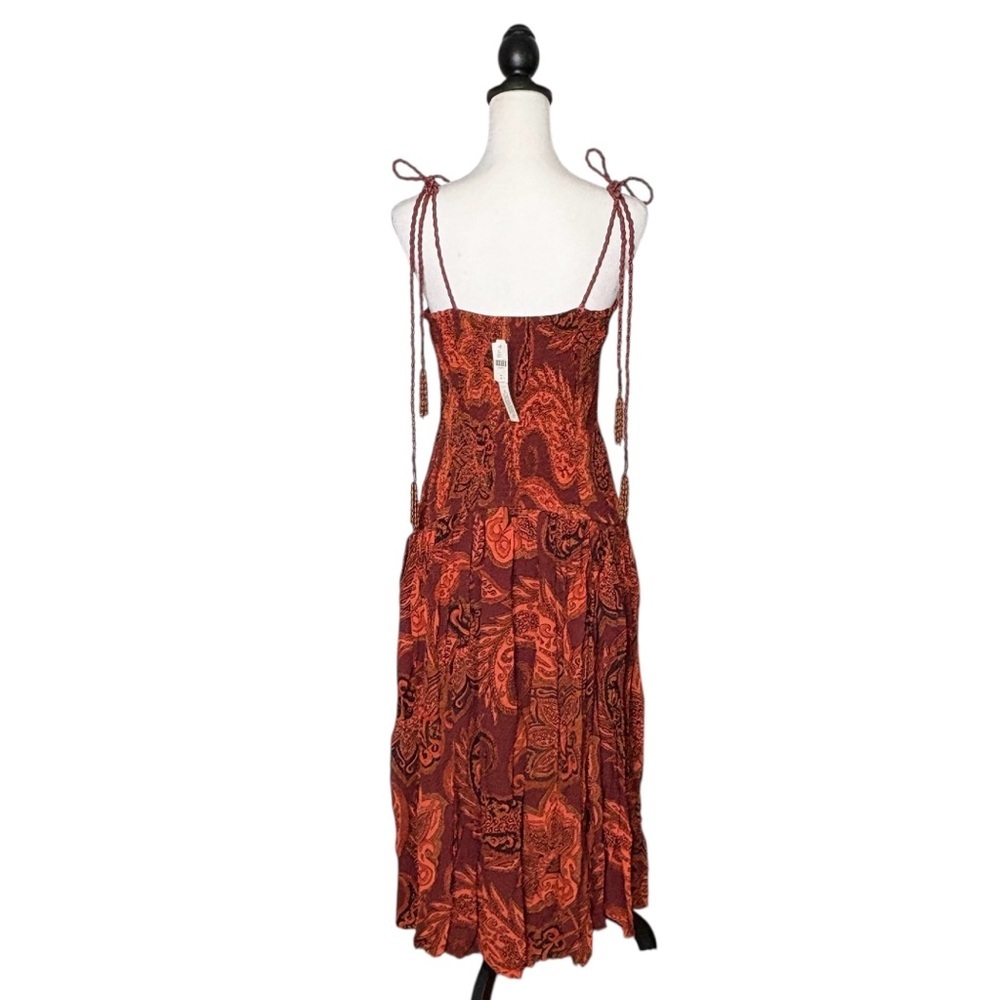 NWT Farm Rio x Anthropologie Drop Waist Printed Midi Dress M Leopard Paisley - Picture 7 of 16